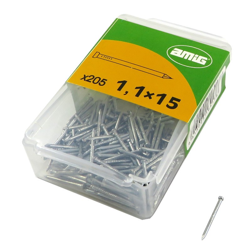 Gwoździe do betonu 1,1x15mm płaski łeb żelazny cynkowane 205 sztuk