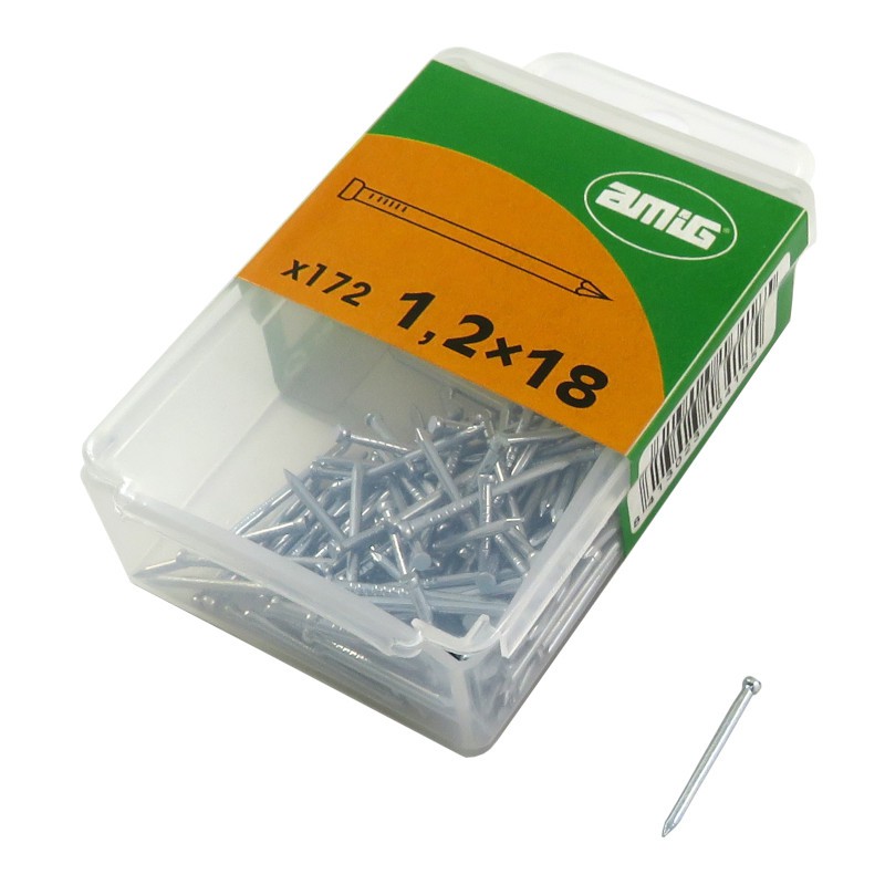 Gwóźdź do betonu 1,2x18mm płaski łeb cynkowane 172 sztuki