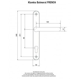 Klamka drzwiowa na wkładkę 92mm grafitowa Balmoral do drzwi 44mm