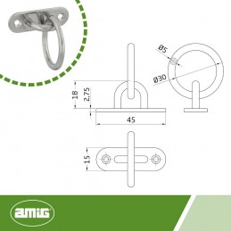 Ucho pokładowe owalne 45x15mm z pierścieniem 30mm mod. 30167