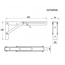 Wspornik półki składany stalowy biały 200x400mm mod. OCTOPUS