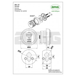 Szyld antywłamaniowy 65mm chrom mat mod. 30