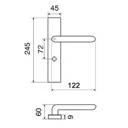 Klamka WINTER do WC 72mm długi szyld stal satyna / stal połysk  mod.111/212