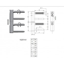 Zawias wkręcany 16x82mm z regulacją cynkowany LF