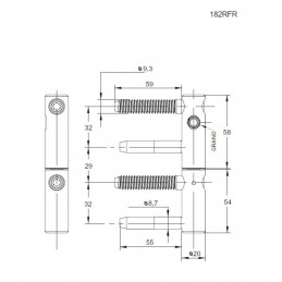 Zawias wkręcany fi. 20mm z regulacją i blokadą żółty ocynk LF 82