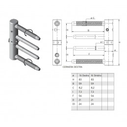 Zawias wkręcany sprężynowy LF 82C-16mm cynkowany Prawy