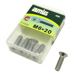Śruba M6x20mm z łbem płaskim DIN965 inox 5 szt.