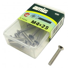Śruba M4x25mm z łbem płaskim DIN965 inox 9 szt.