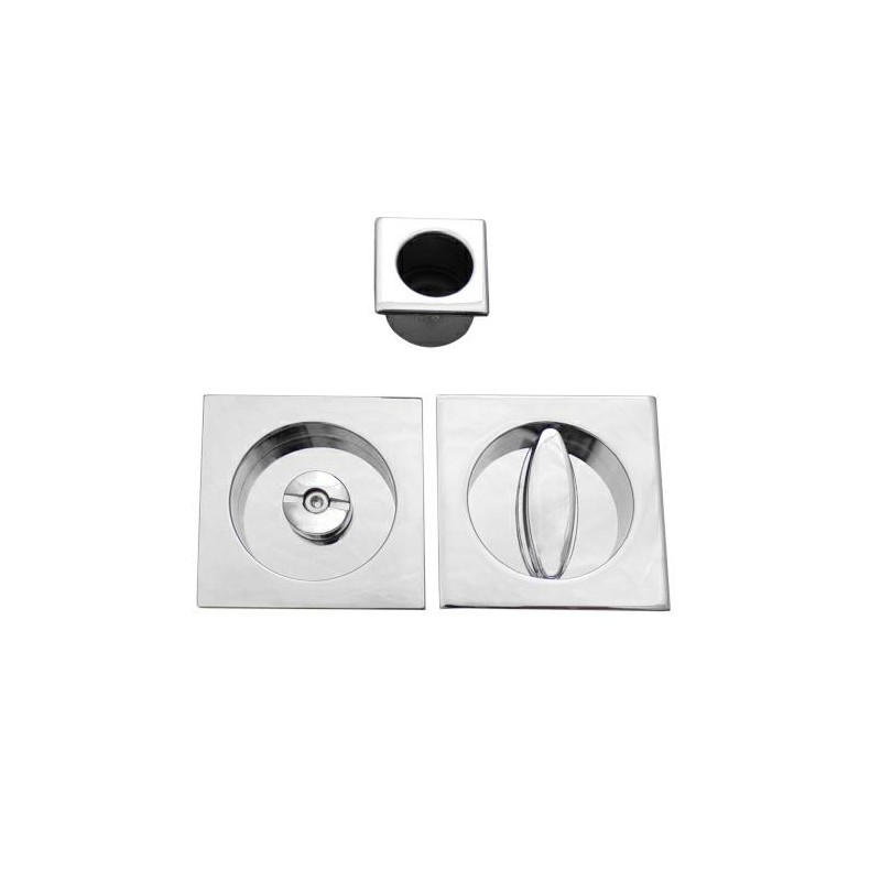 Uchwyty wpuszczane do WC kwadrat 60x60mm chrom połysk mod. SCIVOLA-Q + uchwyt na palec