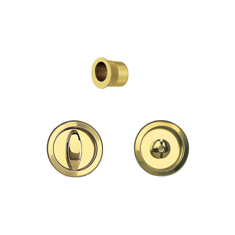 Uchwyty wpuszczane do WC okrągłe 60mm mosiądz połysk mod. SCIVOLA Q + uchwyt na palec