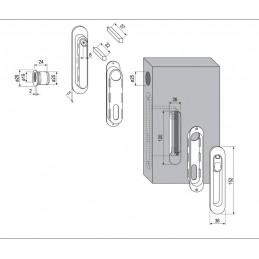 Uchwyty wpuszczane do WC owalne 152x36 chrom połysk SCIVOLA-R + uchwyt na palec