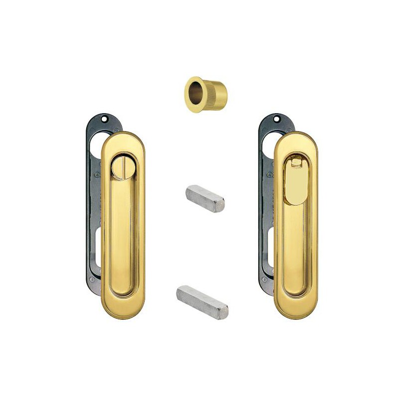 Uchwyty wpuszczane do WC owalne 152x36 mosiężne SCIVOLA-R + uchwyt na palec