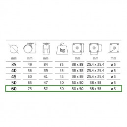 Kółko nylonowe 60mm obrotowa płytka czarne mod.1500