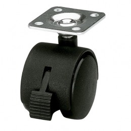 Kółko nylonowe 50mm z hamulcem skrętne na płytce czarne mod. 1504