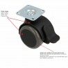 Kółko z poliuretanu 50mm skrętne na płytce hamulec 50kg mod. 1506