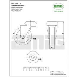 Kółko nylonowe 30mm otwór 8,2mm szare mod. 2501