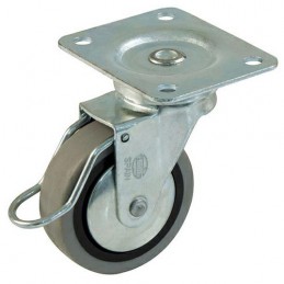 Kółko gumowe 50mm skrętne na płytce z hamulcem 22kg szare mod.2503