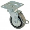Kółko gumowe 60mm skrętne na płytce z hamulcem szare mod.2503