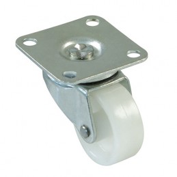 Kółko z poliamidu 40mm skrętne na płytce białe mod. 2512