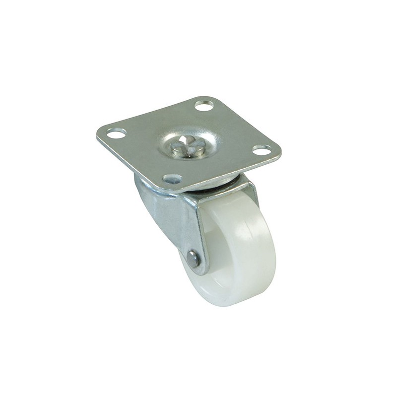 Kółko z poliamidu 40mm skrętne na płytce białe mod. 2512