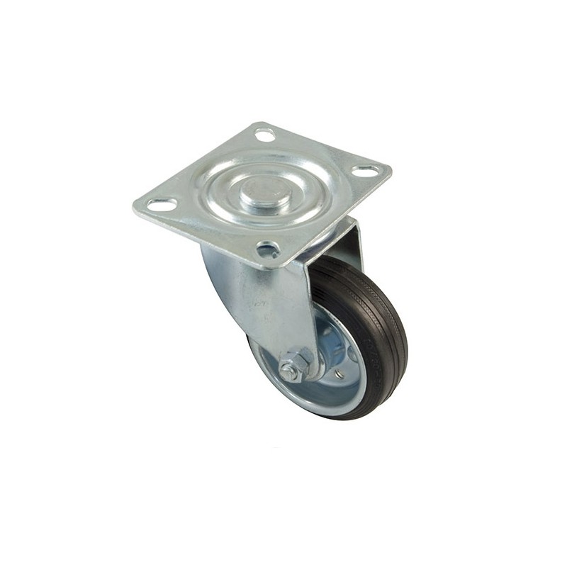 Kółko gumowe 100mm obrotowa płytka czarne 90kg mod.2522