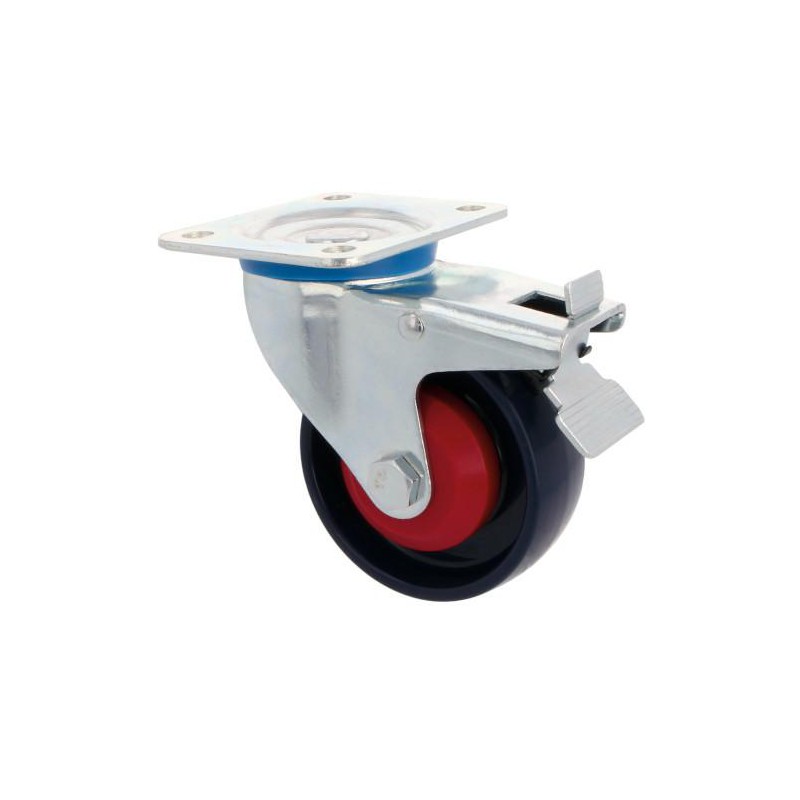 Kółko nylonowe 100mm hamulec obrotowa płytka niebieskie 250kg mod.2553