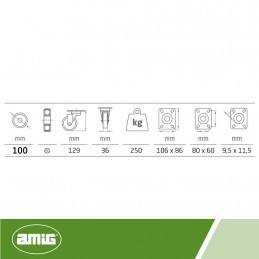 Kółko nylonowe 100mm obrotowa płytka 250kg mod.2553