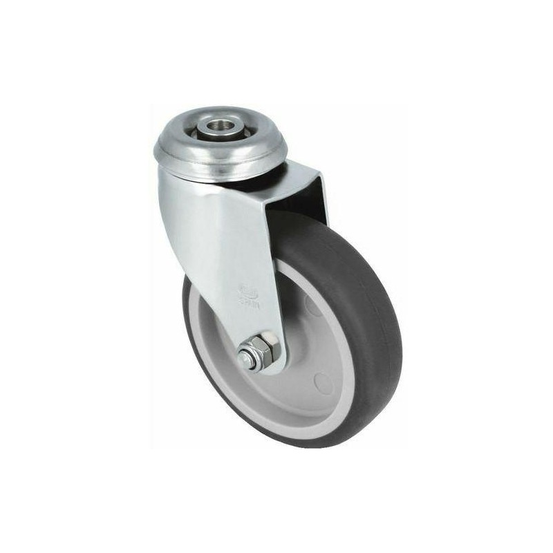 Kółko gumowe 100mm otwór 10,5mm inox szare 90mm mod.2561