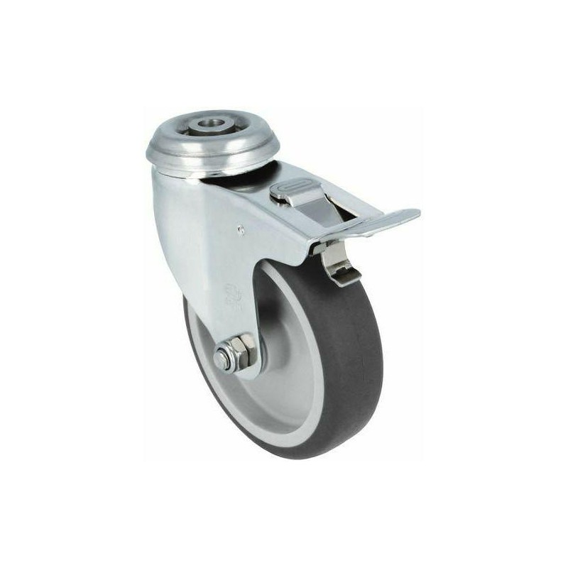 Kółko gumowe 100mm hamulec otwór 10,5mm inox 90kg mod.2561