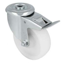 Kółko nylonowe 100mm hamulec otwór 12,5mm białe 200kg mod.2551