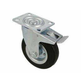 Kółko gumowe 125mm obrotowa płytka hamulec czarne 120kg mod.2523