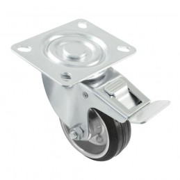 Kółko gumowe 125mm obrotowa płytka hamulec czarne 120kg mod.2523