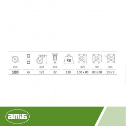 Kółko gumowe 100mm obrotowa płytka szare 110kg mod.2530