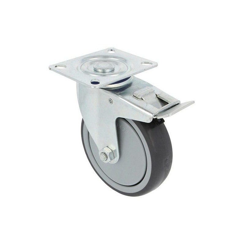 Kółko gumowe 100mm hamulec obrotowa płytka szare 110kg mod.2530