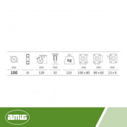 Kółko gumowe 100mm hamulec obrotowa płytka szare 110kg mod.2530