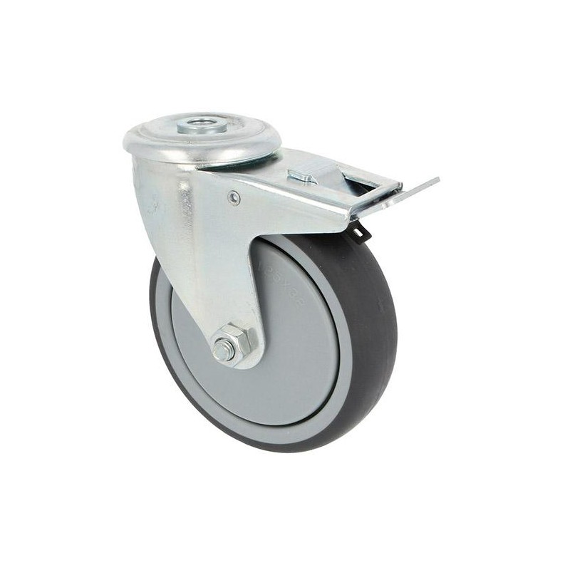 Kółko gumowe 100mm hamulec otwór 12,5mm szare 110kg mod.2531