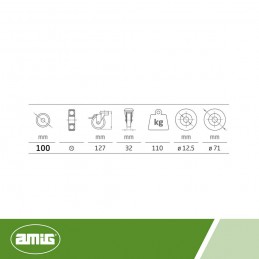 Kółko gumowe 100mm hamulec otwór 12,5mm szare 110kg mod.2531