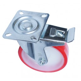 Kółko poliuretanowe 125mm obrotowa płytka hamulec czerw 170kg mod.2540