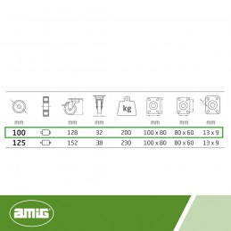Kółko nylonowe 100mm z hamulcem obrotowa płytka 200kg mod. 2550