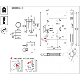 Zamek hakowy na klucz 50mm F16 czarny SCIVOLA Tre Class