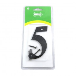 Cyfra 5 czarna 10cm przykręcana