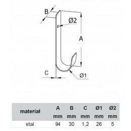 Wieszak JOLLY 94mm biały