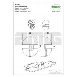 Podpórka półki szklanej 12mm złoty połysk mod.44