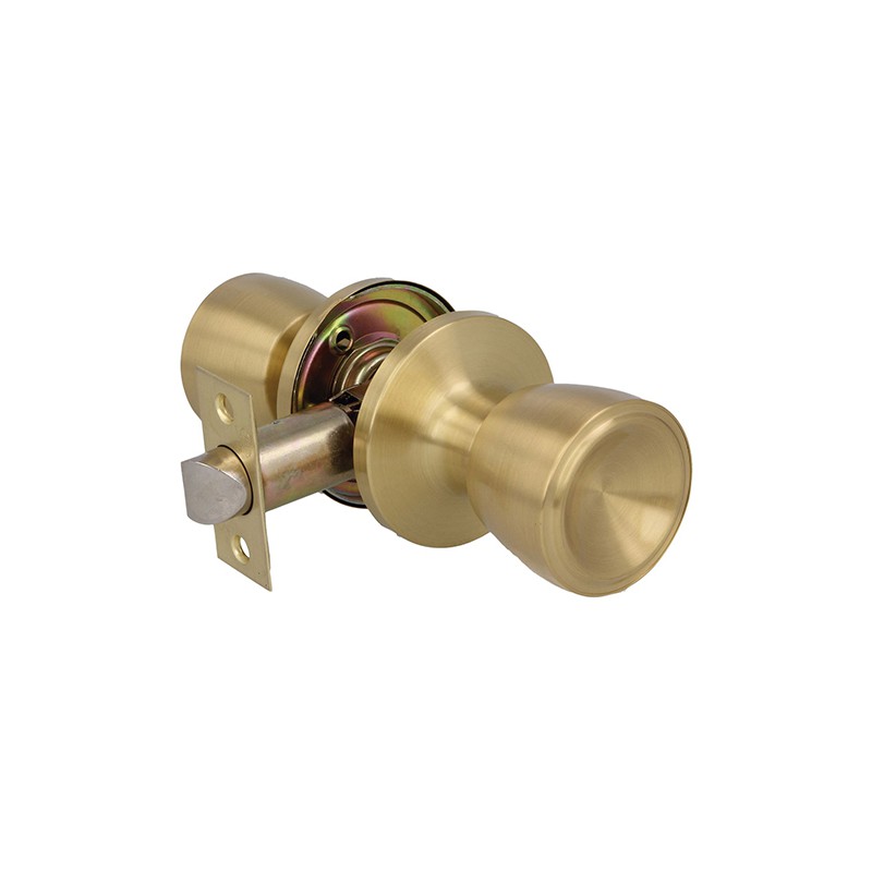 Gałka z zamkiem do pokoju mod.601 mosiądz satyna