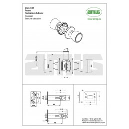 Gałka z zamkiem do pokoju mod.601 mosiężna polerowana