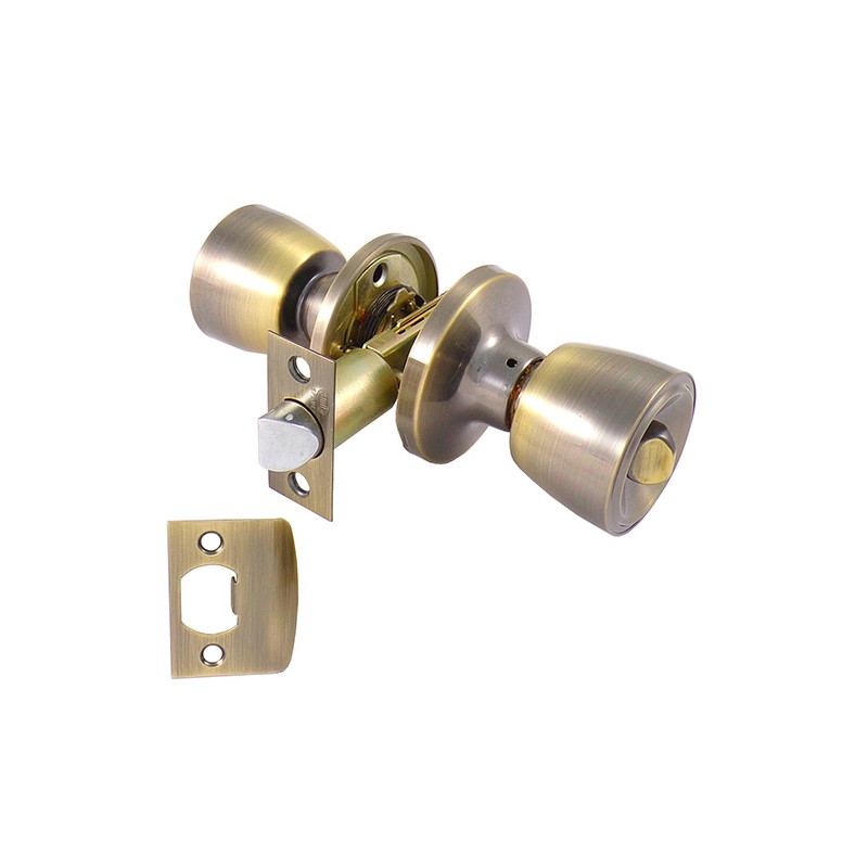 Gałka z zamkiem łazienkowa złoto antyczne mod. 602 DIS