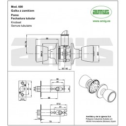 Gałka z zamkiem łazienkowa złoto antyczne mod. 602