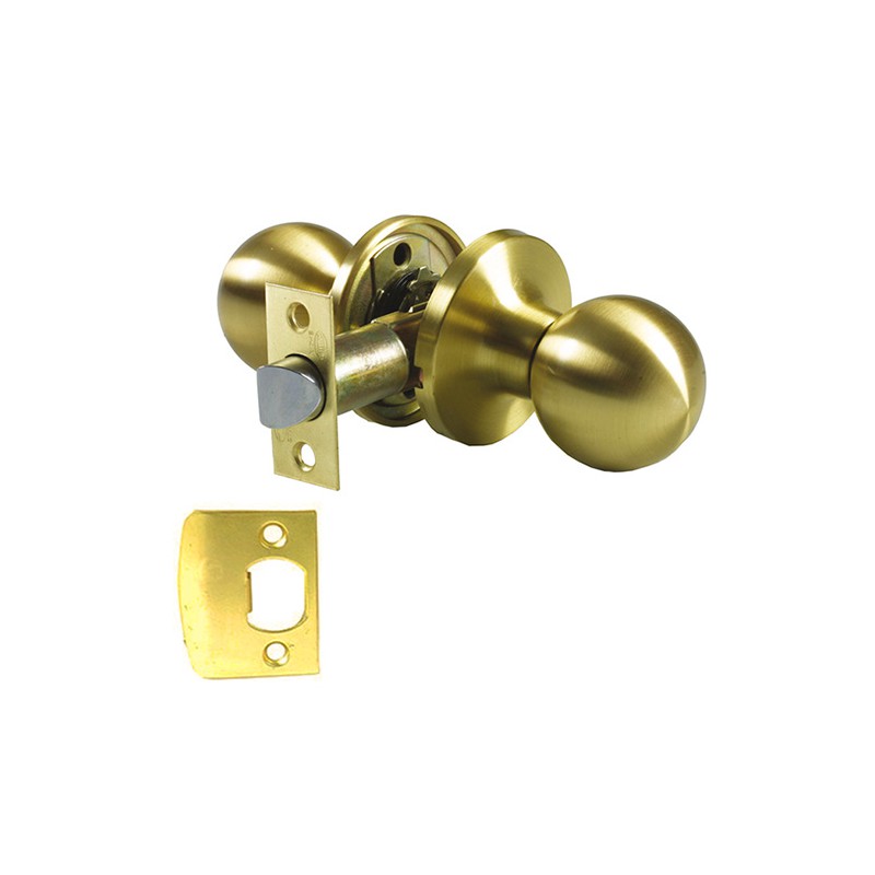 Gałka z zamkiem do drzwi pokojowych mod.611 mosiądz satyna