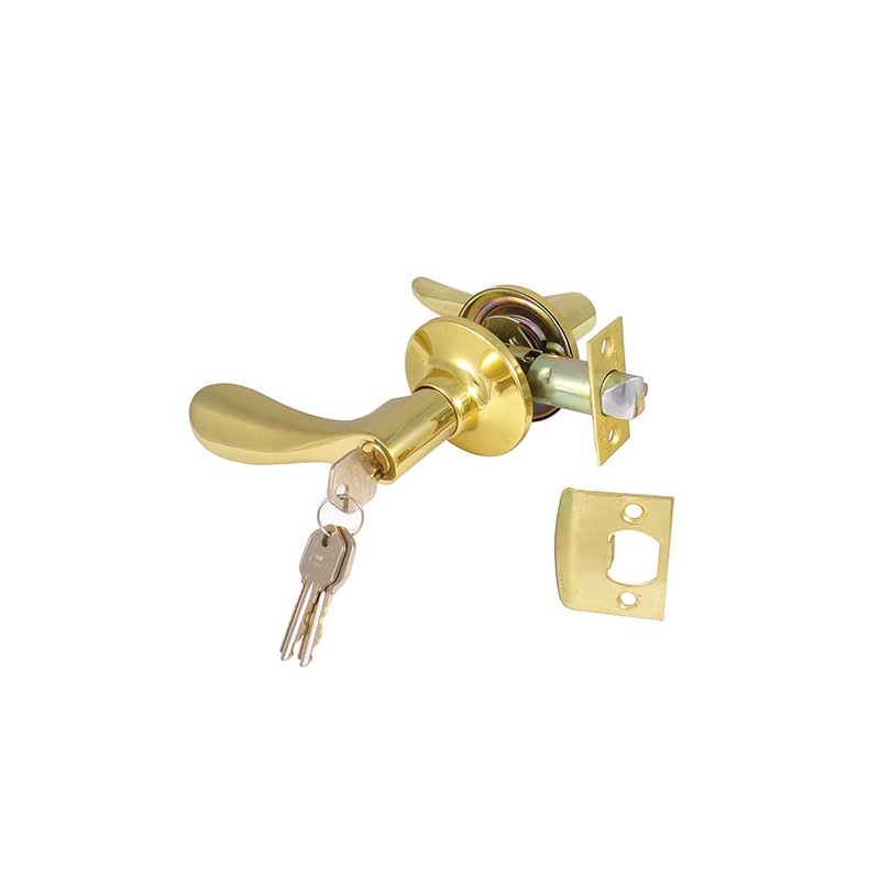 Klamka z zamkiem klucz + pokrętło mosiądzowana Lewa wejściowa mod.700