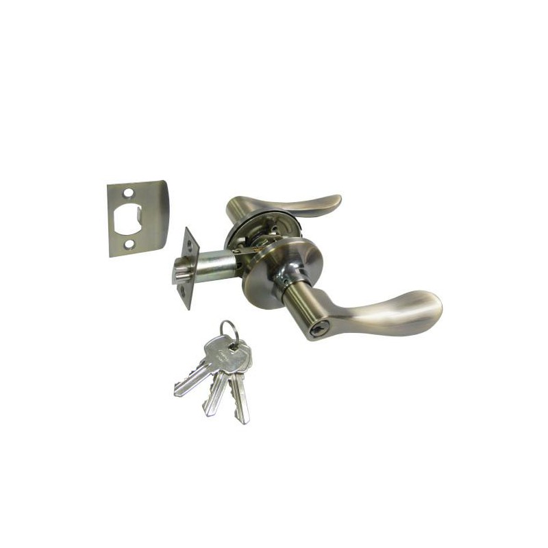 Klamka z zamkiem klucz + pokrętło Prawa złoto antyczne wejściowa mod. 700 DIS